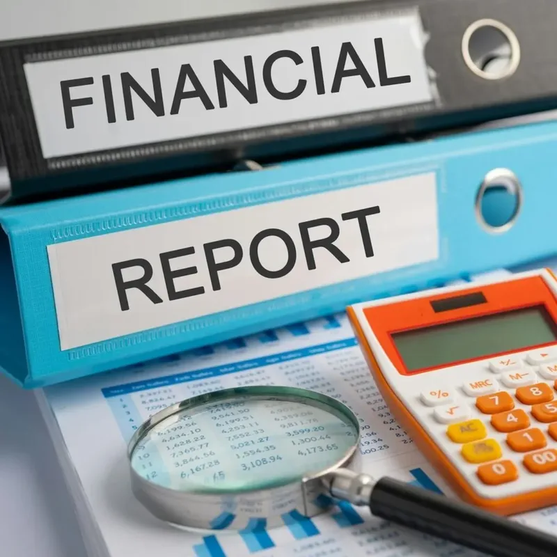 Financial report files with a calculator and magnifying glass in Nairobi – Zidika Consulting, Kenya